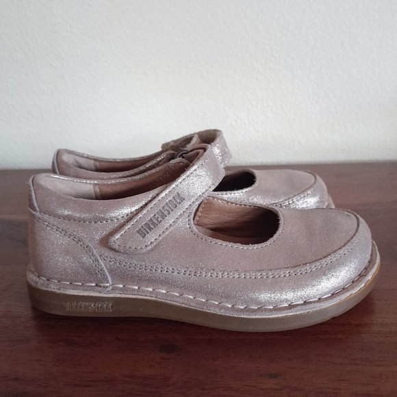 Birkenstock Other - SOLD-kid's Birkenstock leather shoes metallic gold adjustable strap sz 28 (C10)